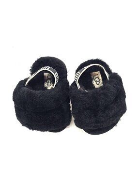 UGG Fluff Yeah Slide Black Slingback Shoes Slippers Baby Size 02/03